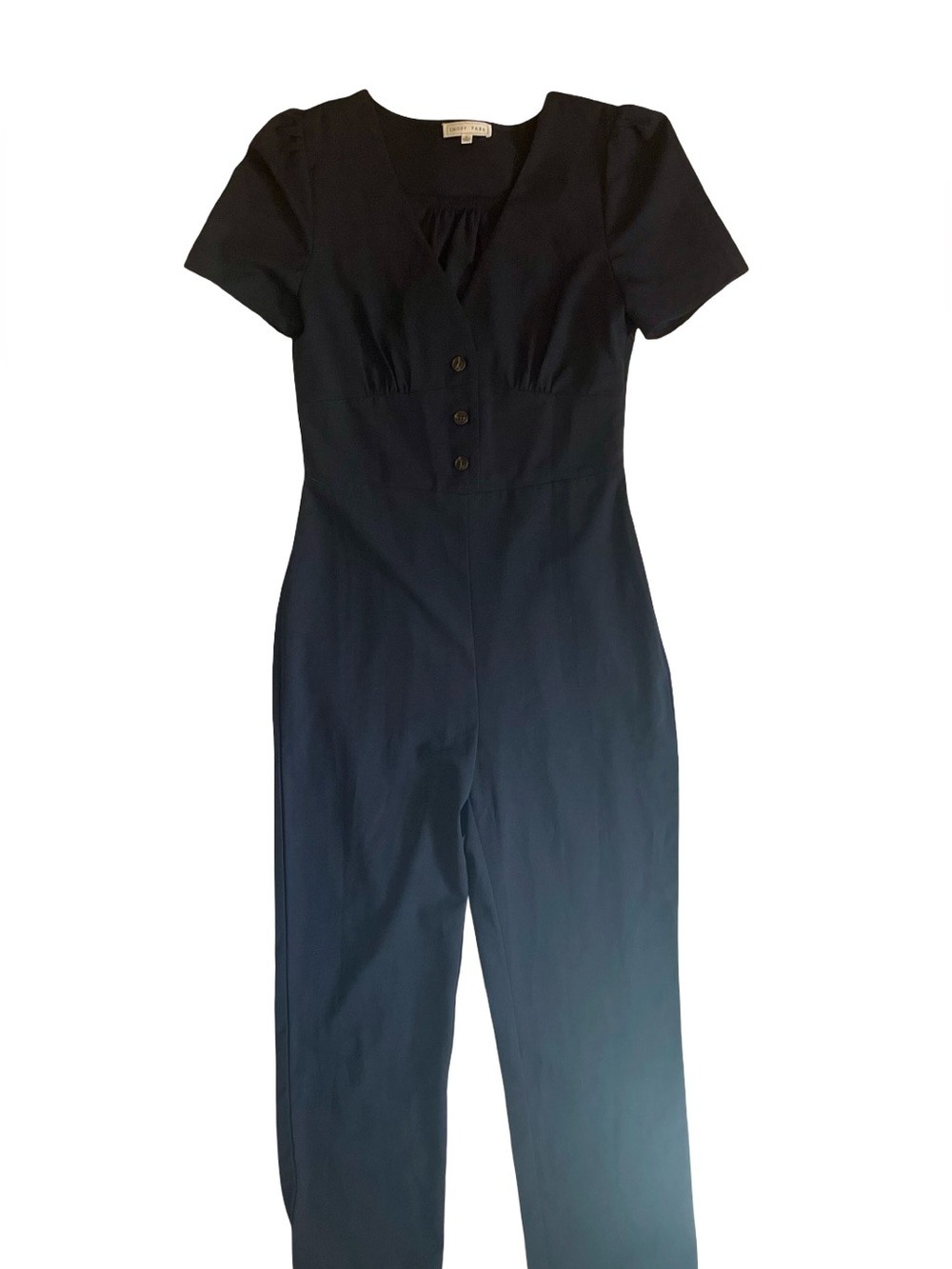 emory park Black Short-Sleeve Button-Front Jumpsuit